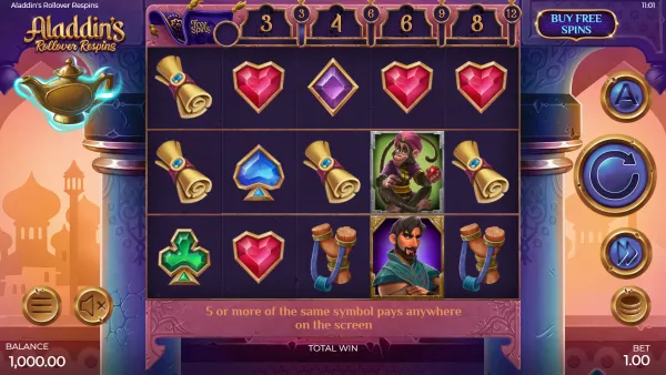 Aladdin's Rollover Respins gameplay 1 - swiss4win.ch