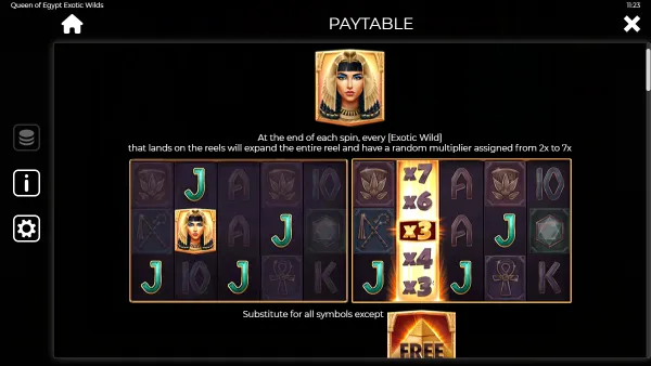Queen of Egypt Exotic Wilds gameplay 3 - swiss4win.ch