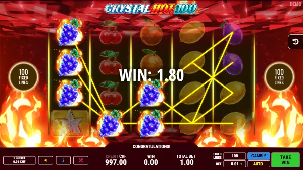 Crystal Hot 100 gameplay 2 - swiss4win.ch