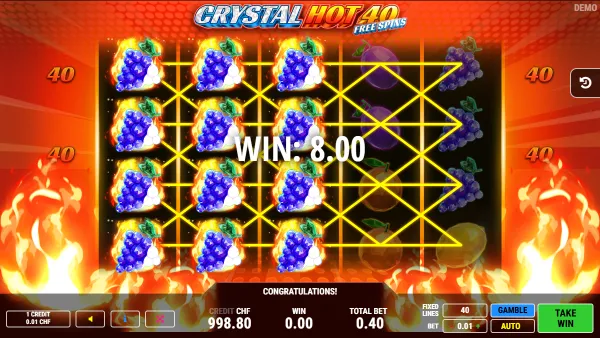 Crystal Hot 40 Free Spins - Gameplay 2