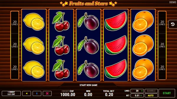 Fruits and Stars gameplay 1 - swiss4win.ch