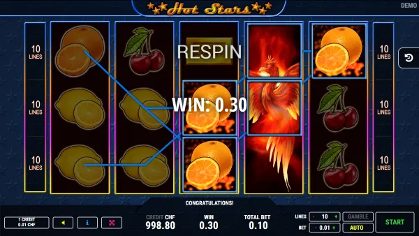 Hot Stars gameplay 2 - swiss4win.ch