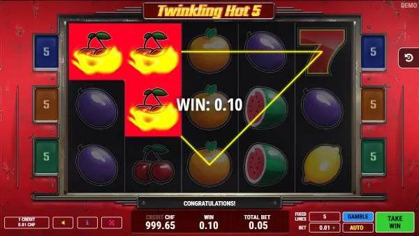 Twinkling Hot 5 gameplay 2 - swiss4win.ch