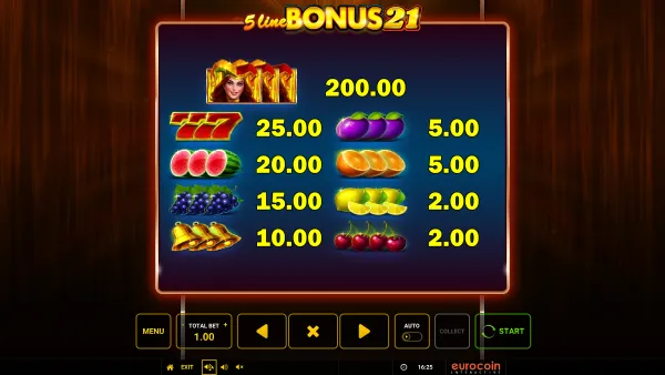 5-Line Bonus 21 gameplay 3 - swiss4win.ch