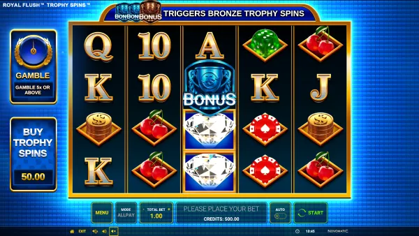 Royal Flush Trophy Spins gameplay 1 - swiss4win.ch