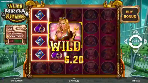 Screenshot of Alice Mega Riches slot game