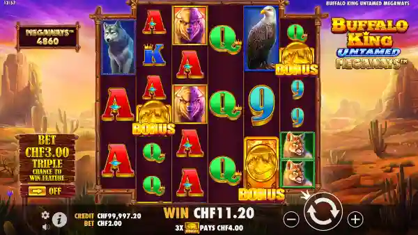 Buffalo King Untamed Megaways gameplay 2 - swiss4win.ch