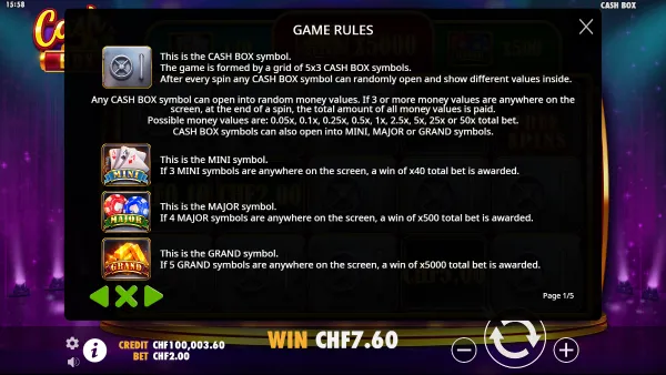 Cash Box gameplay 3 - swiss4win.ch