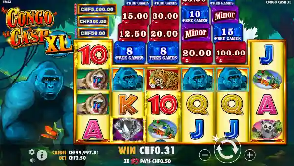 Congo Cash XL gameplay 2 - swiss4win.ch