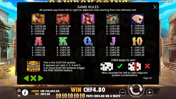 Cowboy Coins gameplay 3 - swiss4win.ch