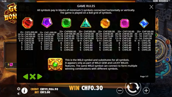 Gems Bonanza gameplay 3 - swiss4win.ch