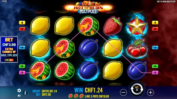 Hot to Burn Multiplier gameplay 2 - swiss4win.ch