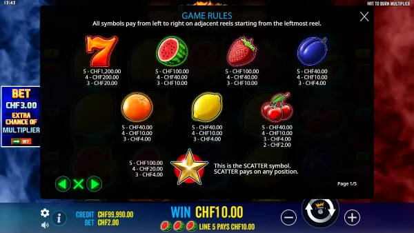 Hot to Burn Multiplier gameplay 3 - swiss4win.ch
