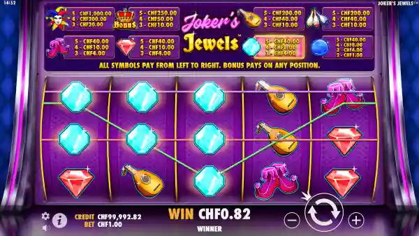 Joker's Jewels gameplay 2 - swiss4win.ch