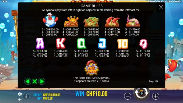 Lobster Bob's Sea Food and Win It gameplay 3 - swiss4win.ch