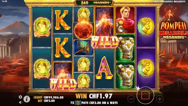 Pompeii Megareels Megaways gameplay 2 - swiss4win.ch