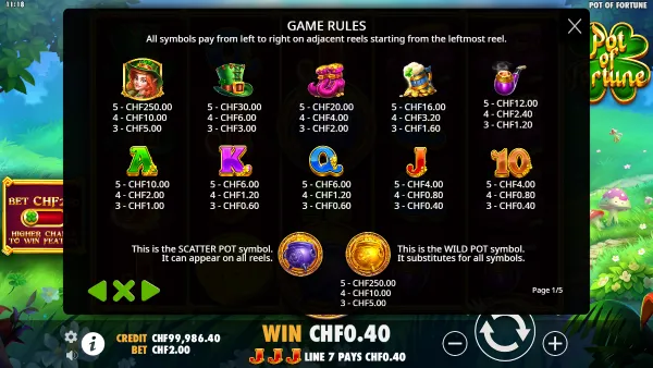 Pot of Fortune gameplay 3 - swiss4win.ch