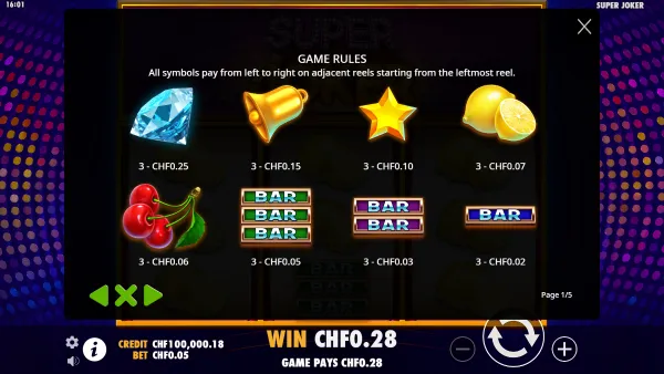 Super Joker gameplay 3 - swiss4win.ch