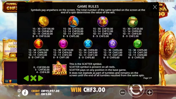 Wisdom of Athena 1000 gameplay 3 - swiss4win.ch