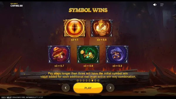 Dragon's Fire Infinireels gameplay 3 - swiss4win.ch