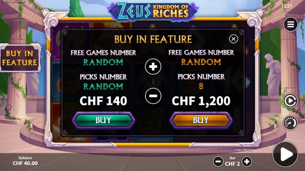 Zeus Kingdom of Riches gameplay 3 - swiss4win.ch